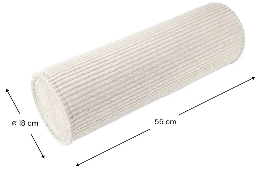 Pernă decorativă pentru copii crem cu tapițerie din catifea reiată Roll – Wigiwama