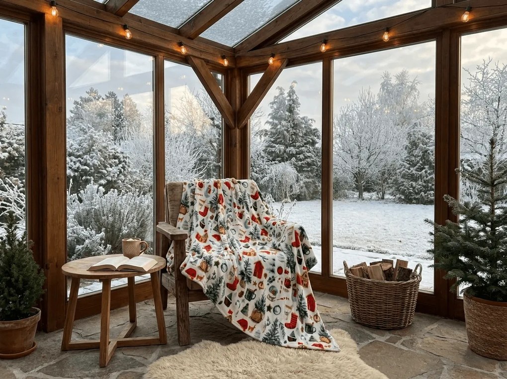 Patura microplus FESTIVE MAGIC, alba Dimensiune: 150 x 200 cm