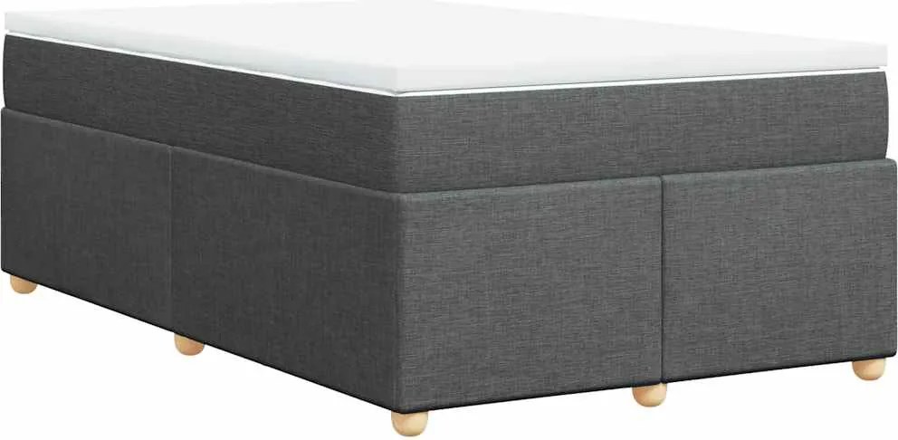 vidaXL Pat box spring cu saltea, gri închis, 120x190 cm, textil