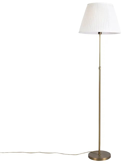 Lampă de podea din bronz cu abajur plisat crem 45 cm reglabil - Parte