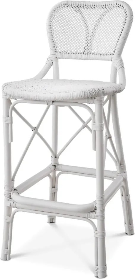 Scaun de bar din ratan design LUX, Colony alb