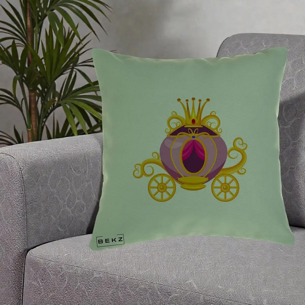 Perna Decorativa Trasura Regala Aurie, 40x40 cm, Verde, Husa Detasabila, Perna Inclusa, BEKZ®