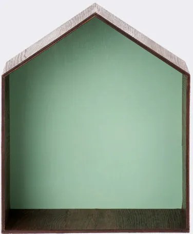Raft stejar in forma de casa pentru perete 30x35x18,5 cm verde Studio Ferm Living