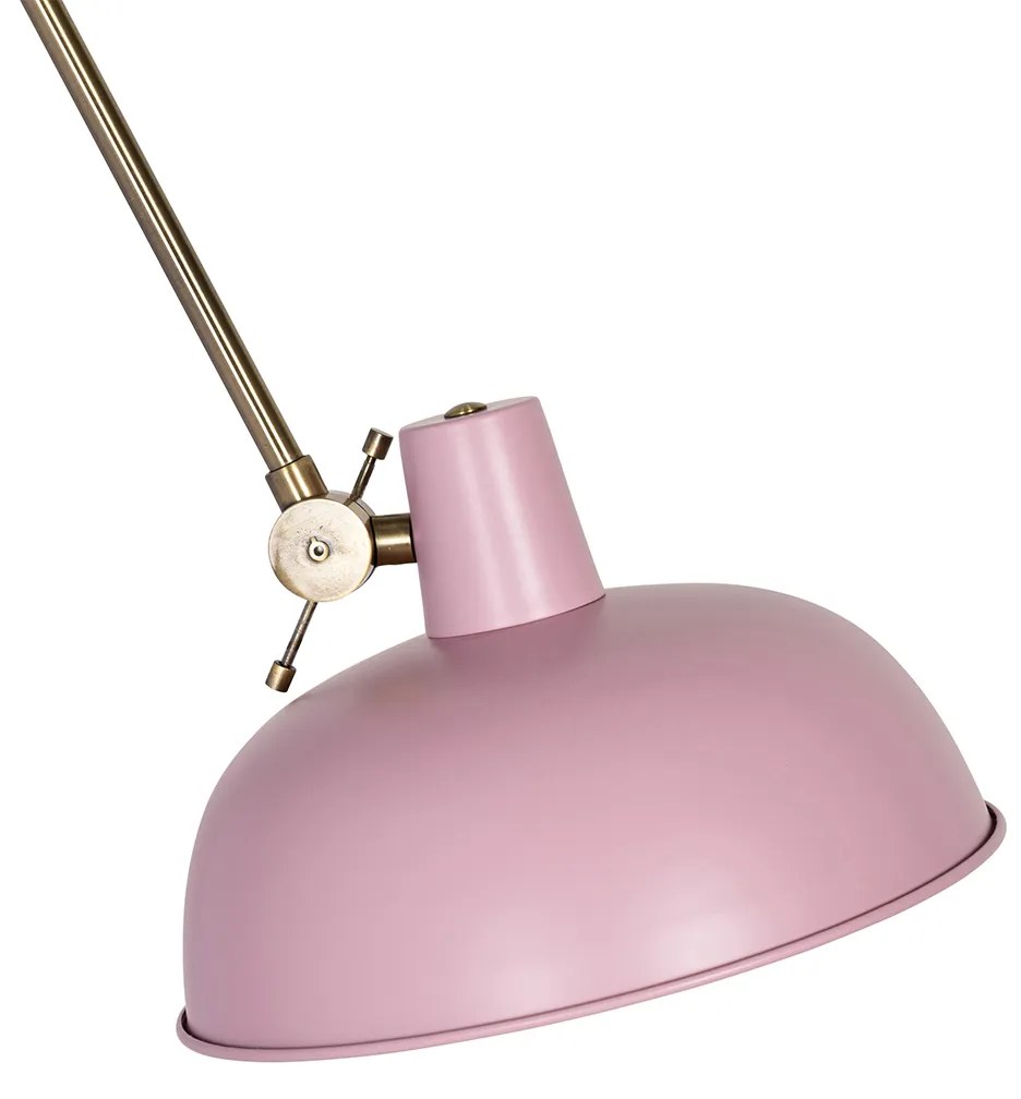 Lampă de perete retro oțel roz cu bronz - Milou