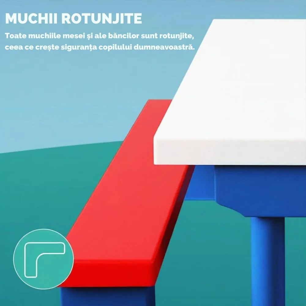 Set de șezut pentru copii cu umbrelă de soare JASMIN, 67x78,5x42,5cm, albastru/alb/roșu Spielwerk
