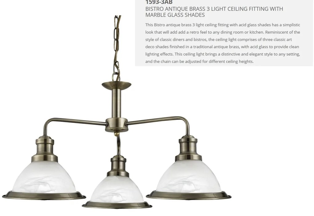 Lustra suspendata design clasic Bistro alama antique 1593-3AB SRT