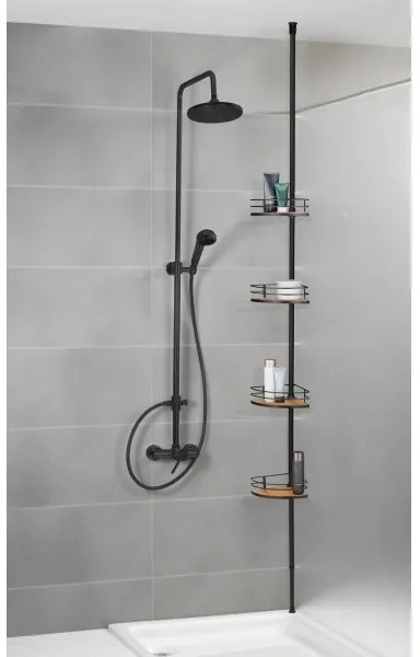 WENKO 24756100-Poliță de colț DOLCEDO 31x20 cm inox/negru/maro