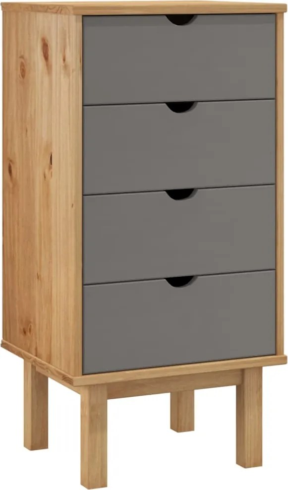 vidaXL Dulap cu sertar "OTTA", maro/gri, 45x39x90cm, lemn masiv pin