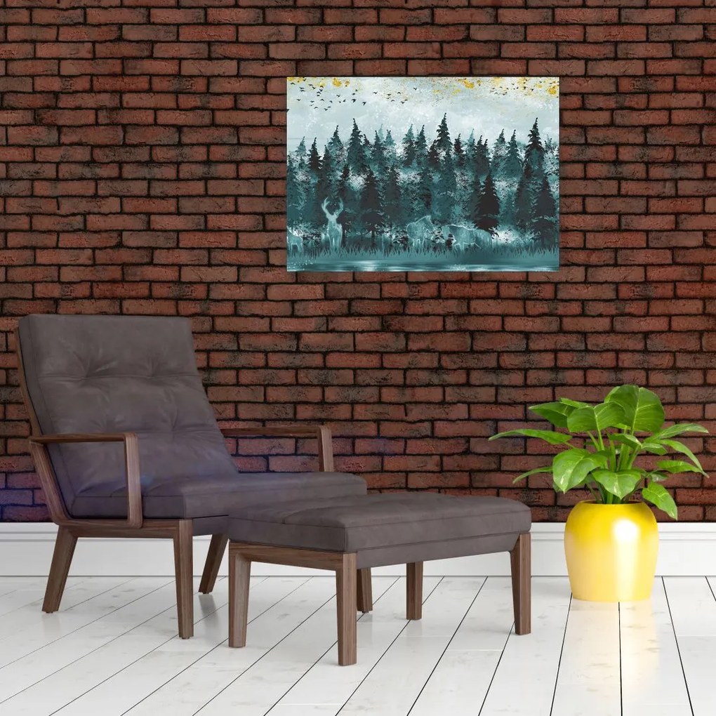 Tablou pe sticlă - Animale din pădure (70x50 cm)