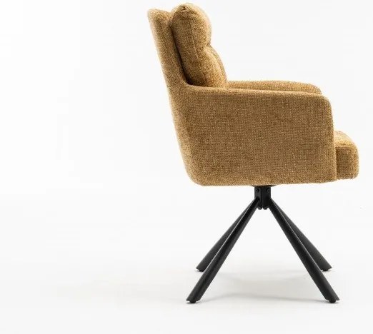 Set de 2 scaune pivotante Big George, tesatura structurata galben mustar