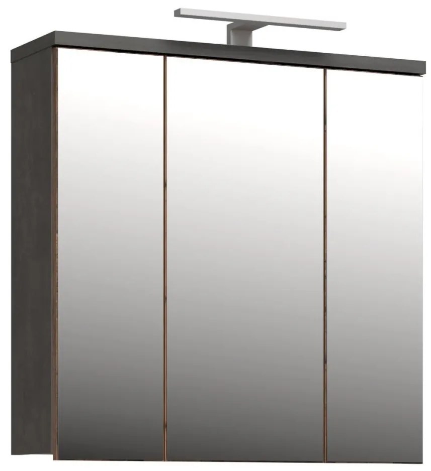 Dulap de baie suspendat VENOM cu oglindă, antracit/maro
