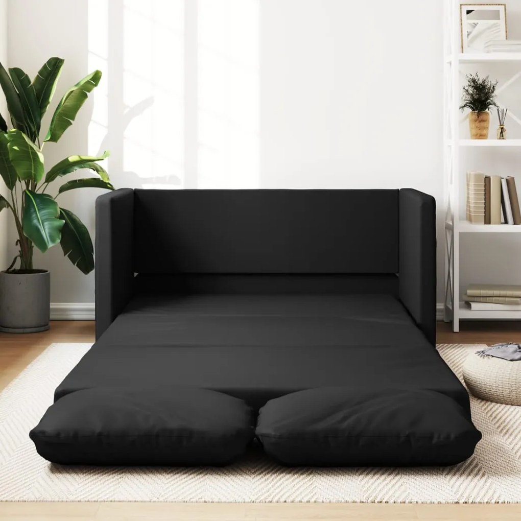 vidaXL Canapea extensibilă 2 în 1, negru, 112x174x55cm piele ecologică