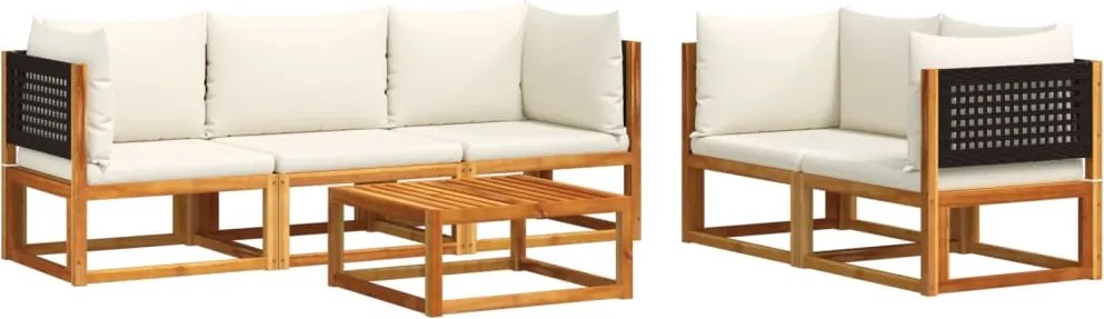 vidaXL Set canapele de grădină cu 6 piese și perne, lemn de salcâm și ratan