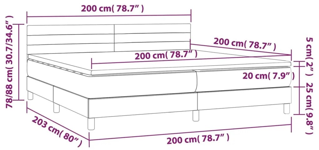 Pat box spring cu saltea, gri deschis, 200x200 cm, catifea Gri deschis, 200 x 200 cm, Benzi orizontale