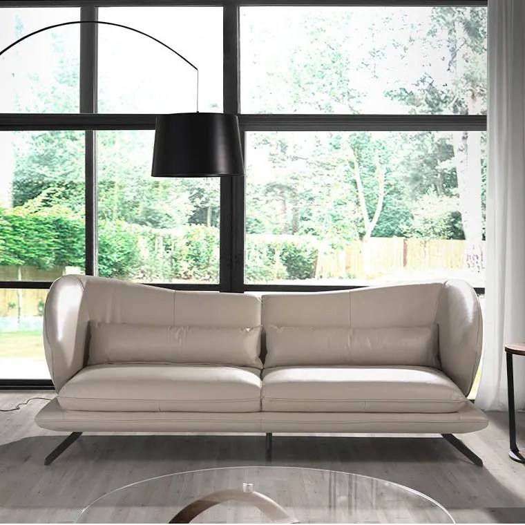 Canapea 3 locuri eleganta cu spatar original Cowhide leather taupe grey