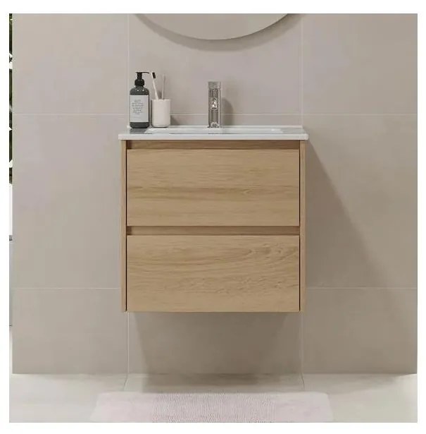 Dulap baie cu lavoar MOLDE 60 cm, stejar