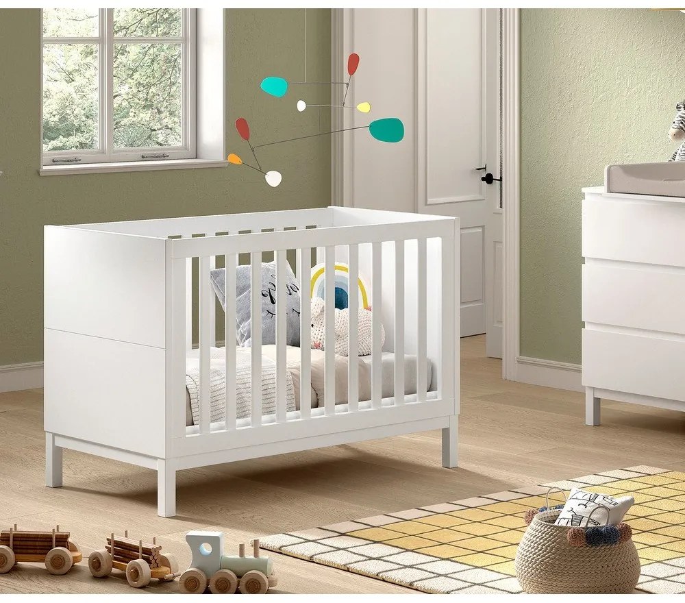 Pătuț alb din lemn de pin 60x120 cm Eva – Vipack