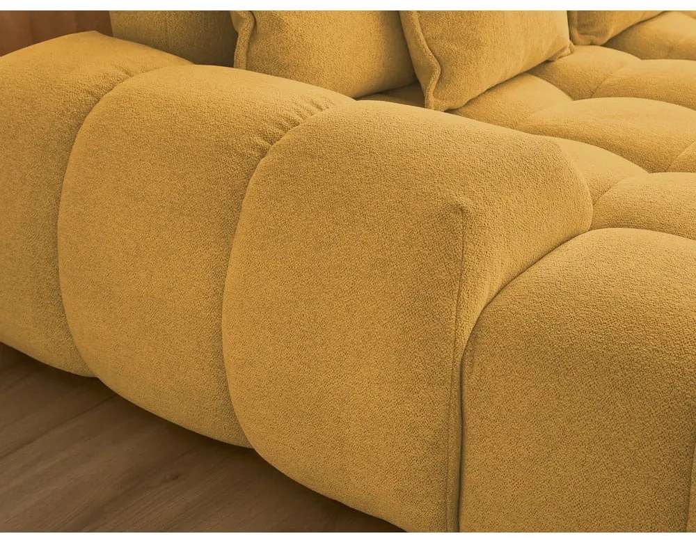 Colțar galben muștar extensibil/cu spațiu de depozitare cu tapițerie din chenille (cu colț pe partea dreaptă/în formă de "U") Everest – Bobochic Paris