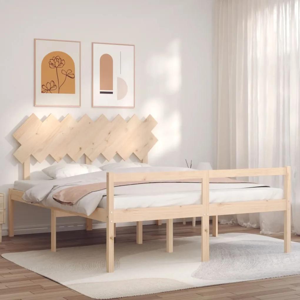 3195556 vidaXL Cadru de pat senior cu tăblie, 160x200 cm, lemn masiv