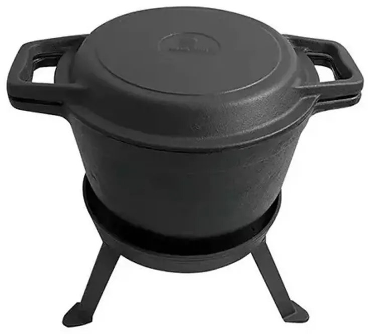 Vas de gatit din fonta 3 in 1 Kinghoff KH 1733, Vanatoresc, 8 L, Emailat, Negru