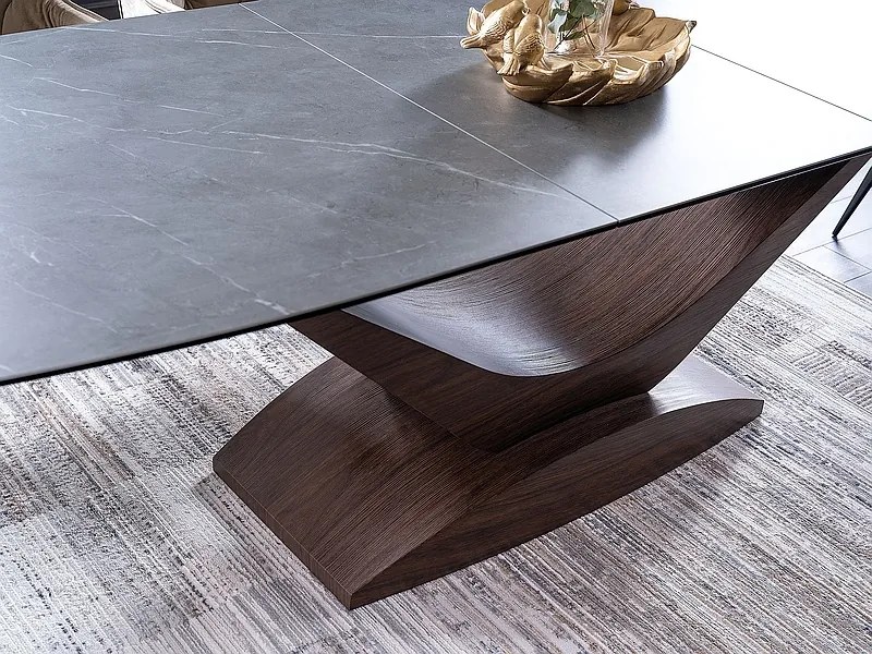 Masă de sufragerie extensibilă 180-240 cm Danyell (gri + nuc) (pentru 8 și mai multe persoane). 1050106