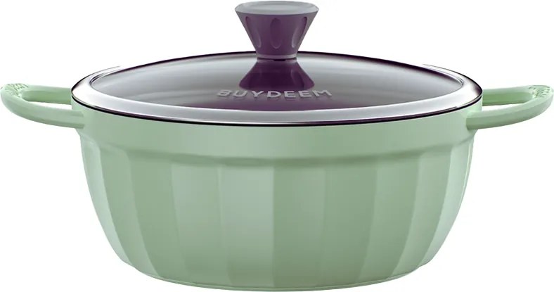 Oală BUYDEEM CP152-CG, 4,5 L, strat antiaderent, încălzire rapidă, compatibilă cu plitele cu inducție, verde