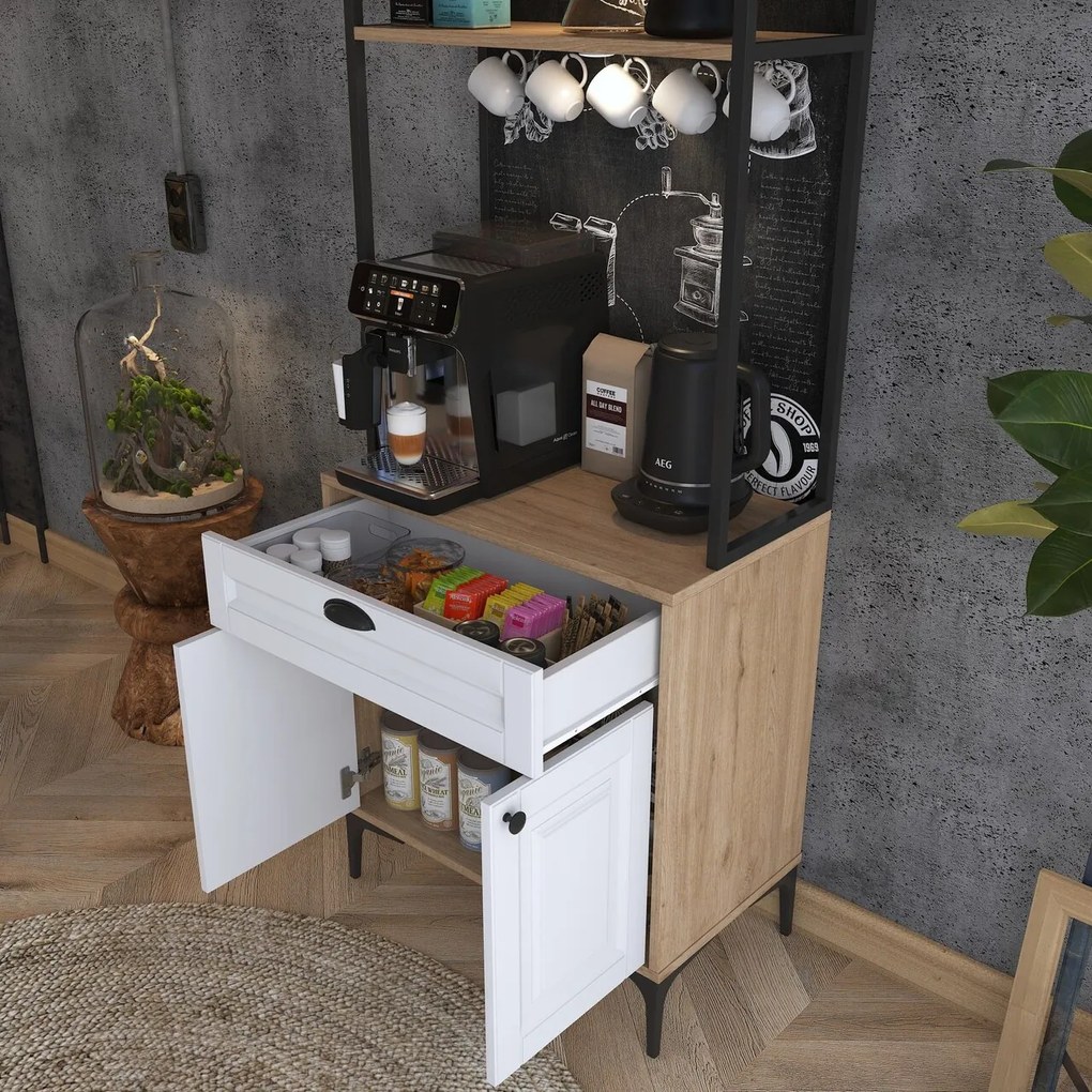 Dulap multifunctional, Hanah Home, JE157, 70x186.4x40 cm, Nuc/Alb