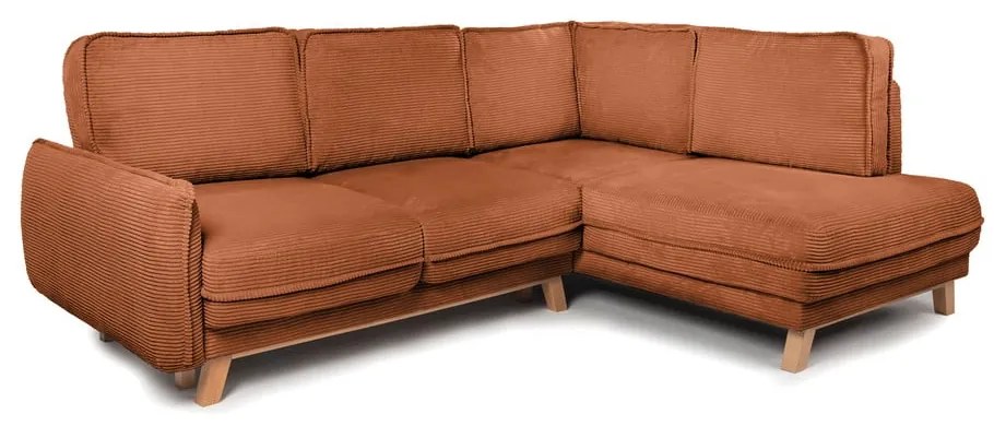 Colțar portocaliu extensibil cu tapițerie din catifea reiată Tori – Bonami Selection