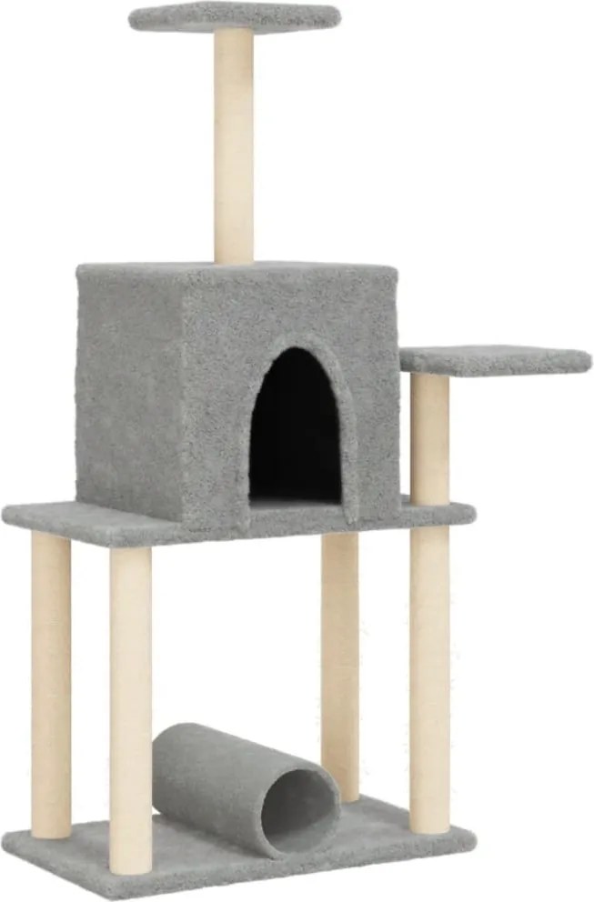 vidaXL Ansamblu de pisici, stâlpi din funie sisal, gri deschis, 122 cm