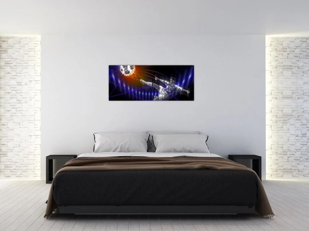 Tablou - Fotbaliști în săritură (120x50 cm)