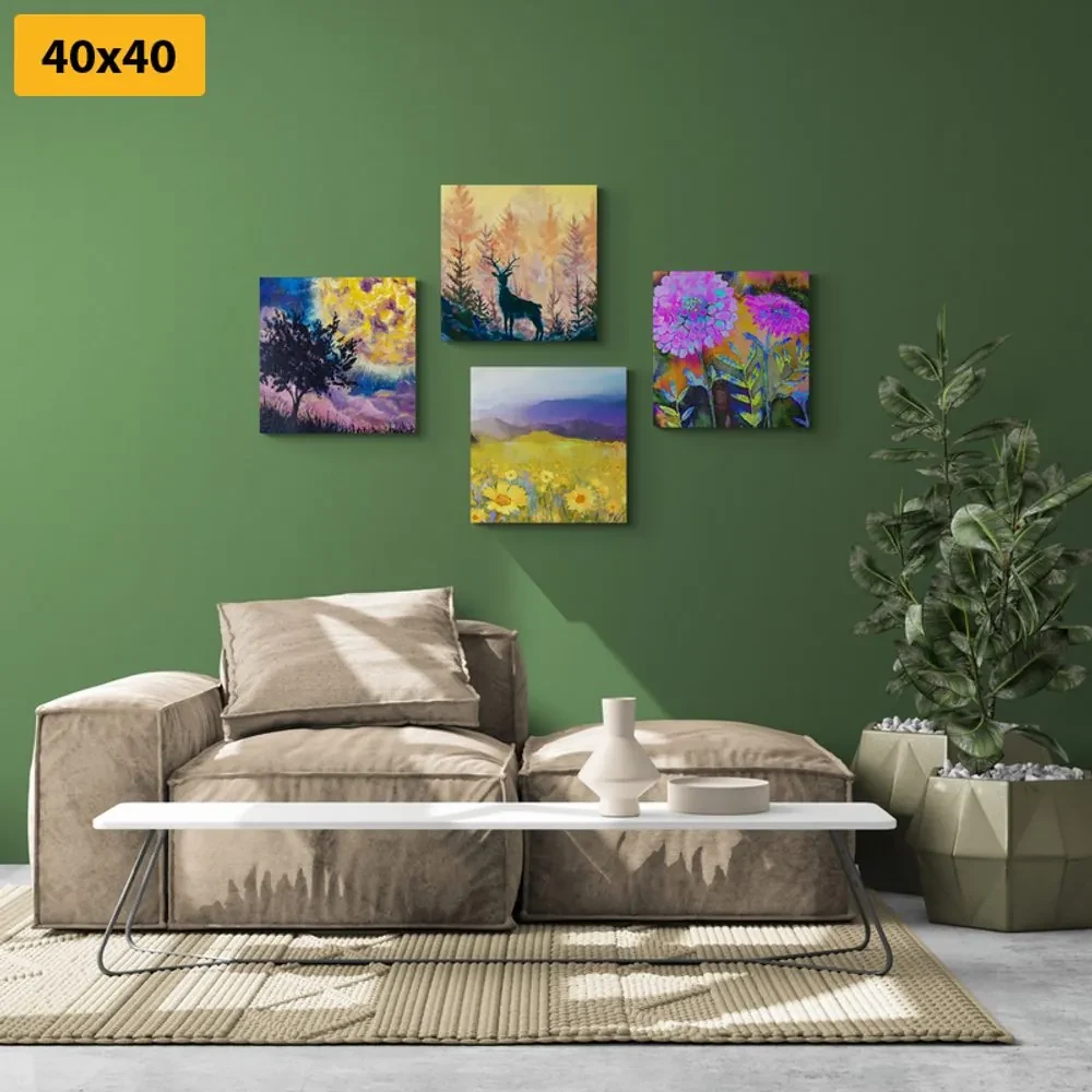 Set tablouri cerb în natură imitația picturii în ulei