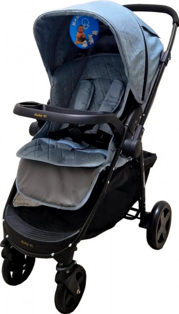 Carucior nou nascuti 2 in 1 BABY CARE™ PRO SK10, Maner reversibil, Spatar reglabil in 3 trepte, Frana picior,Pliabil , Turquoise