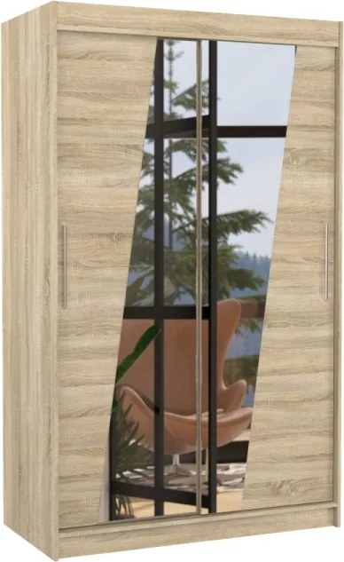 Dulap cu usi glisante si oglinda 120x200 cm, Texas, ADRK Furniture (Culoare: Trufă)