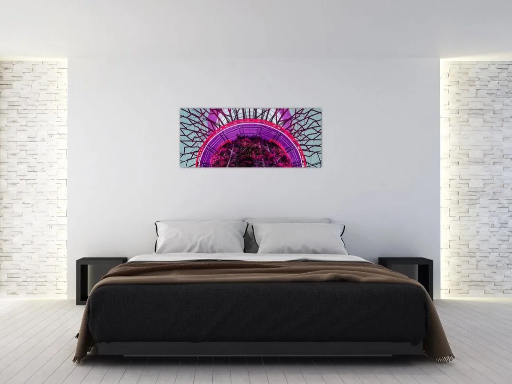 Tablou abstrac - crengi violete (120x50 cm)
