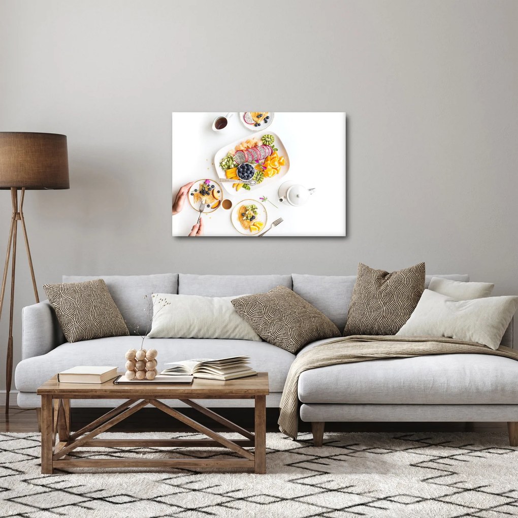 Tablou cu farfurie cu fructe pe masă (70x50 cm)