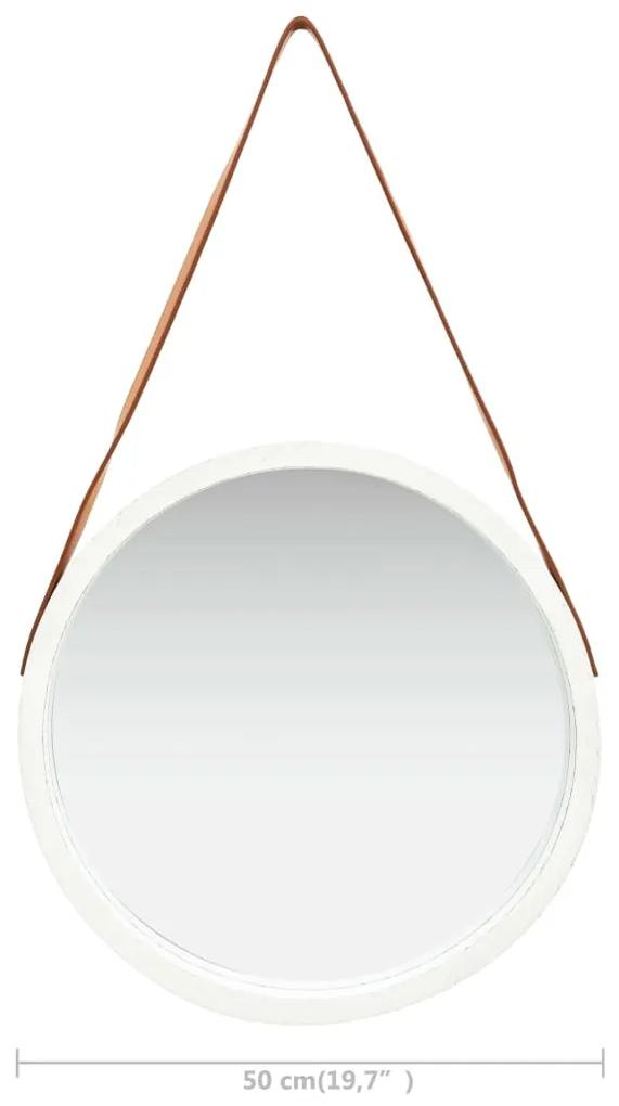 Oglinda de perete cu o curea, 50 cm, alb 1, Alb,    50 cm