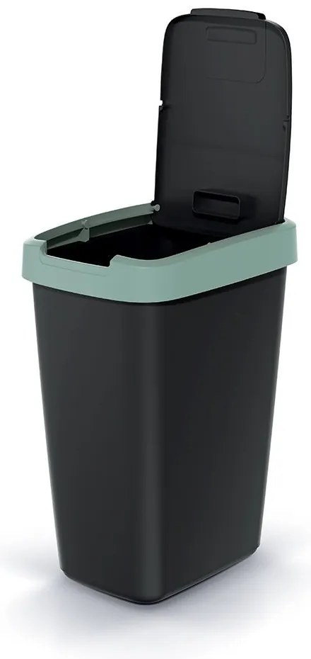 Coș de gunoi cu capac colorat, 12 l, verde/negru