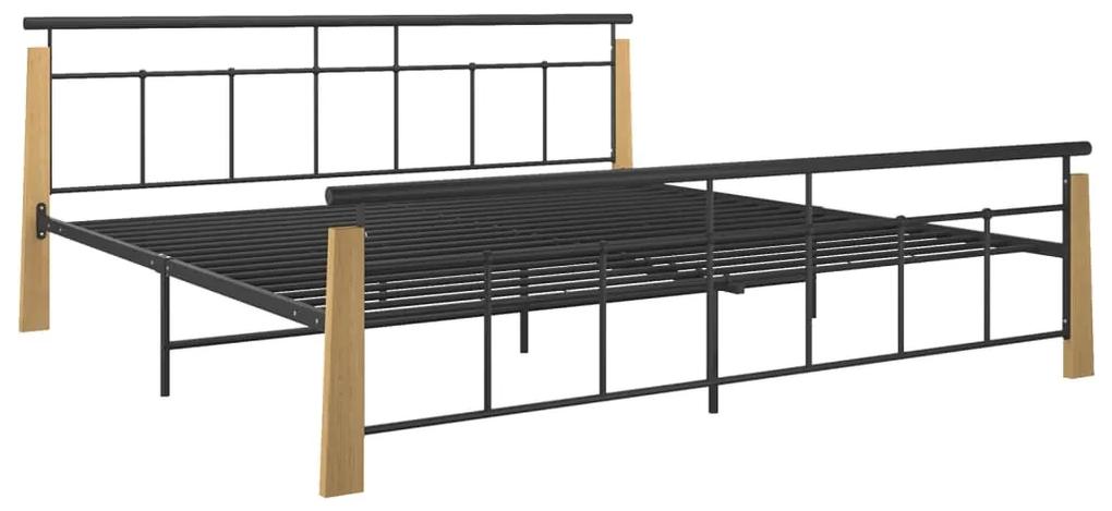 324903 vidaXL Cadru de pat, 200x200 cm, metal și lemn masiv de stejar