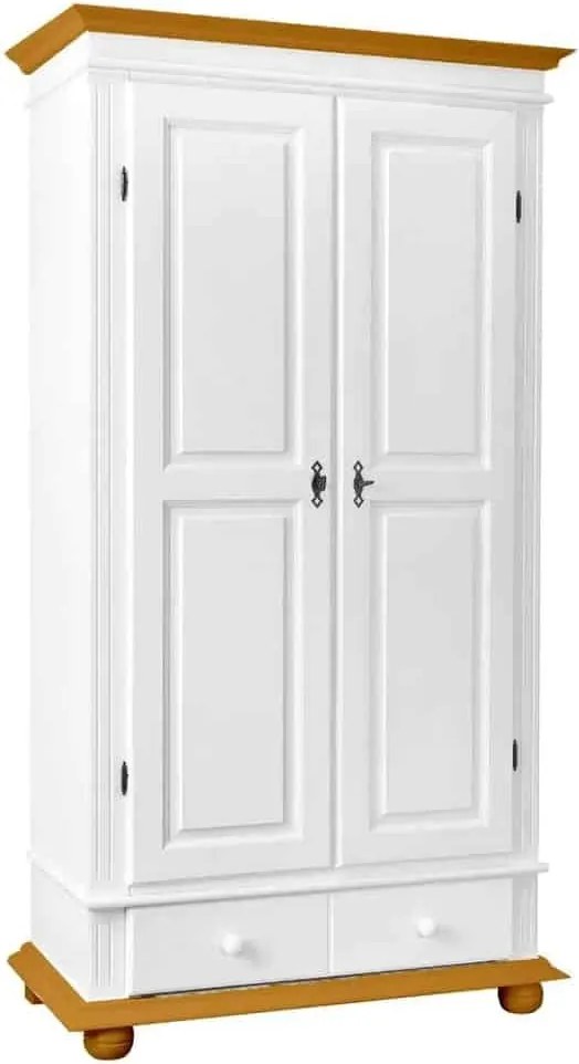 Dulap lemn masiv natur Arlo Alb/, 110 × 58 × 201 cm