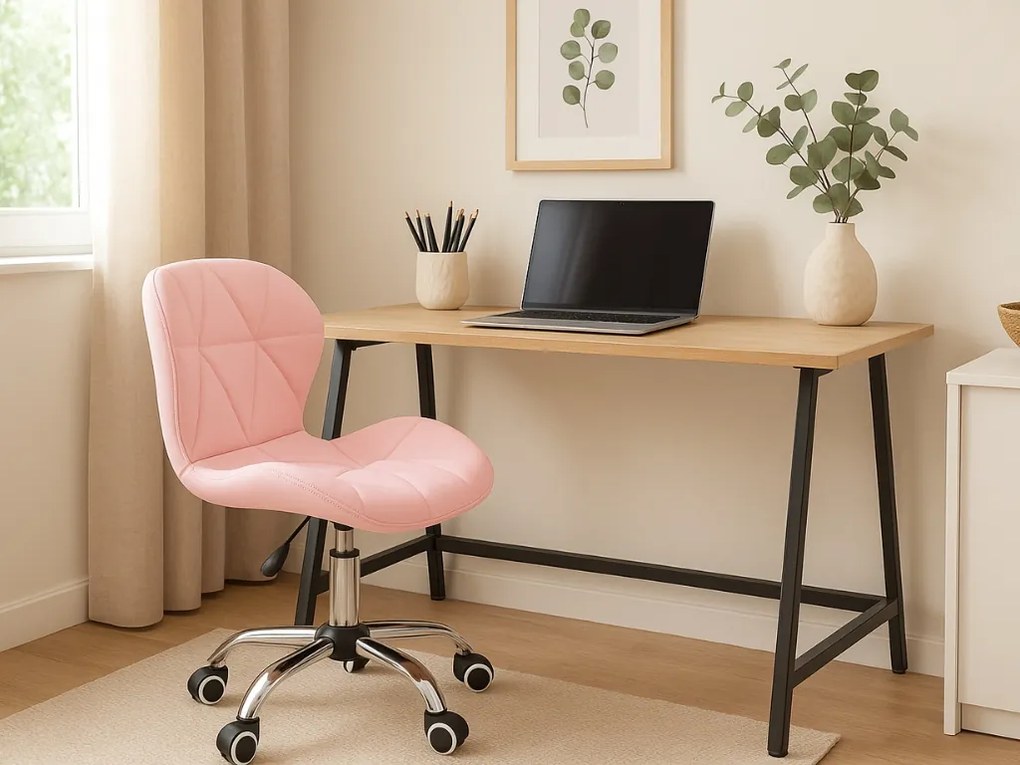 Set pentru birou masa de birou TAYLOR SONOMA 100x50 cm + scaun de birou AVOLA din piele ecologica roz