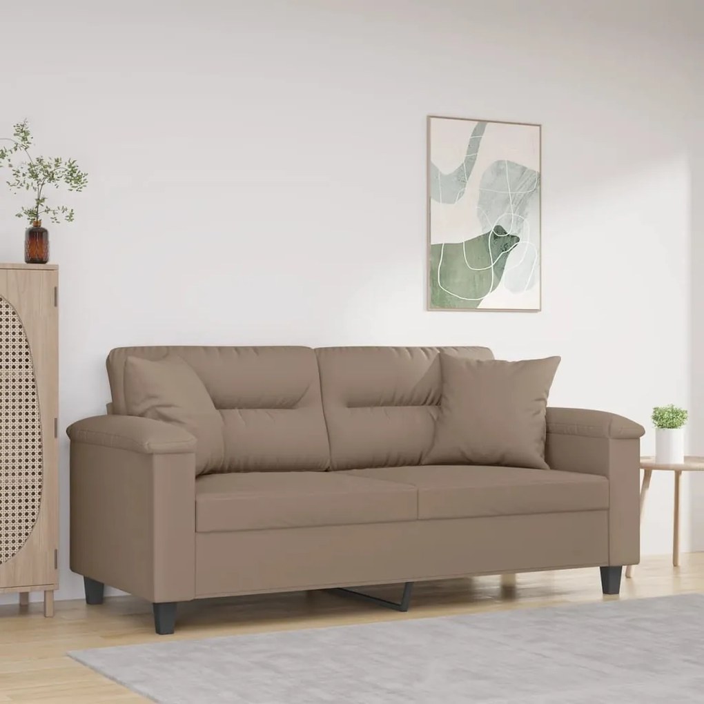 3153269 vidaXL Canapea cu 2 locuri, perne&pernuțe gri taupe 140 cm microfibră