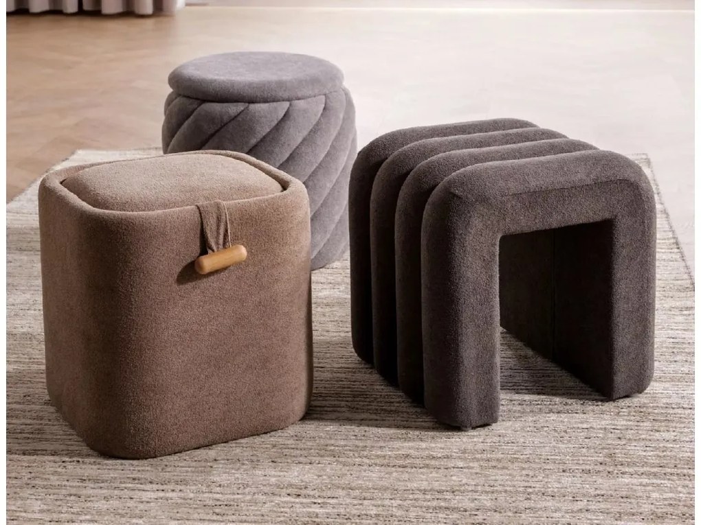 Taburet bej NAP cu spatiu de depozitare 37x37 cm