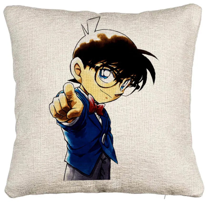 Perna Decorativa Canapea cu Detective Conan, 40x40 cm, Cu fermoar