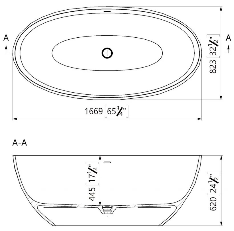 Cada freestanding compozit 3D, ovala 167 x 82 cm, Foglia Ovale