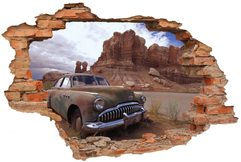 Sticker cu efect 3D - Masina abandonata