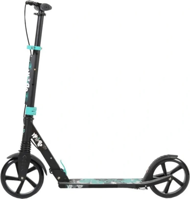 Trotineta din aluminiu NOVOKIDS™ Spooky Scooter, Frana de mana, Maxim 100 kg, Functie Super Brake, Maner reglabil pe inaltime, Diametru roata 200 mm,