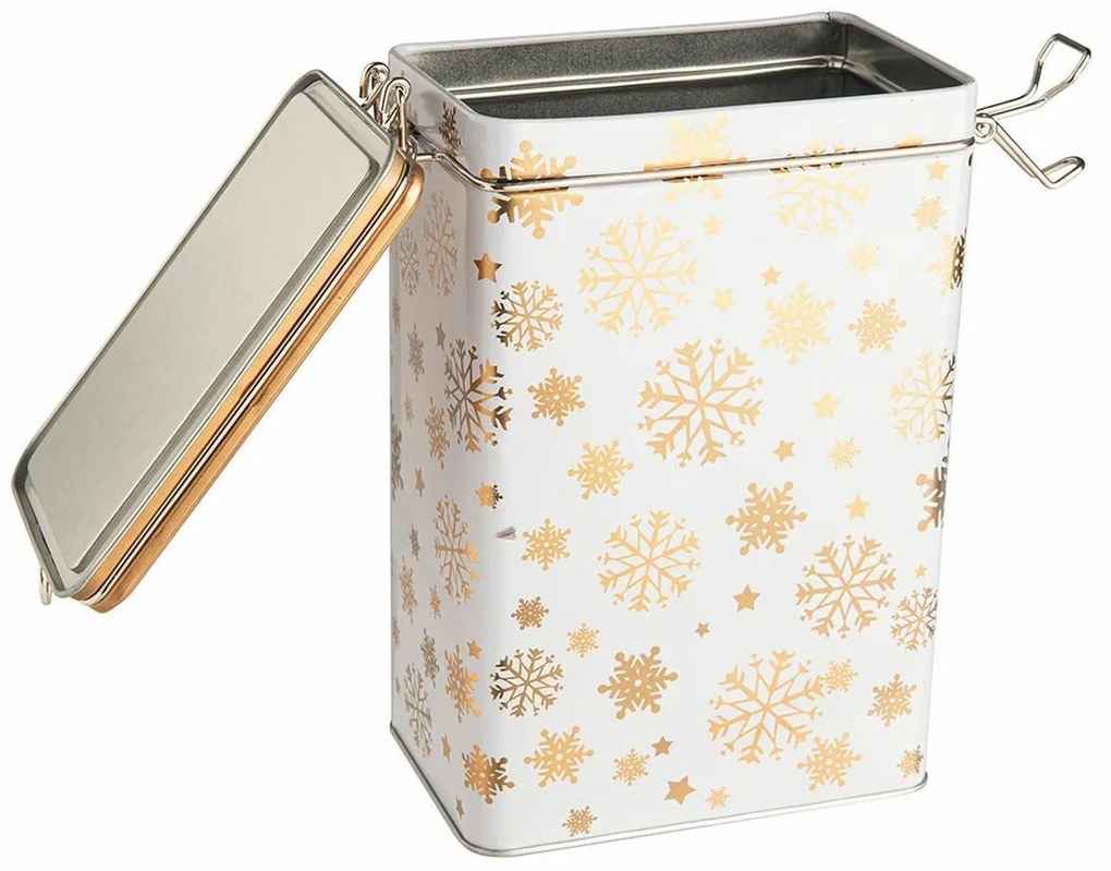 Doză de tablă Crăciun Altom Golden Snowflakes, 12 x 8 x 19 cm