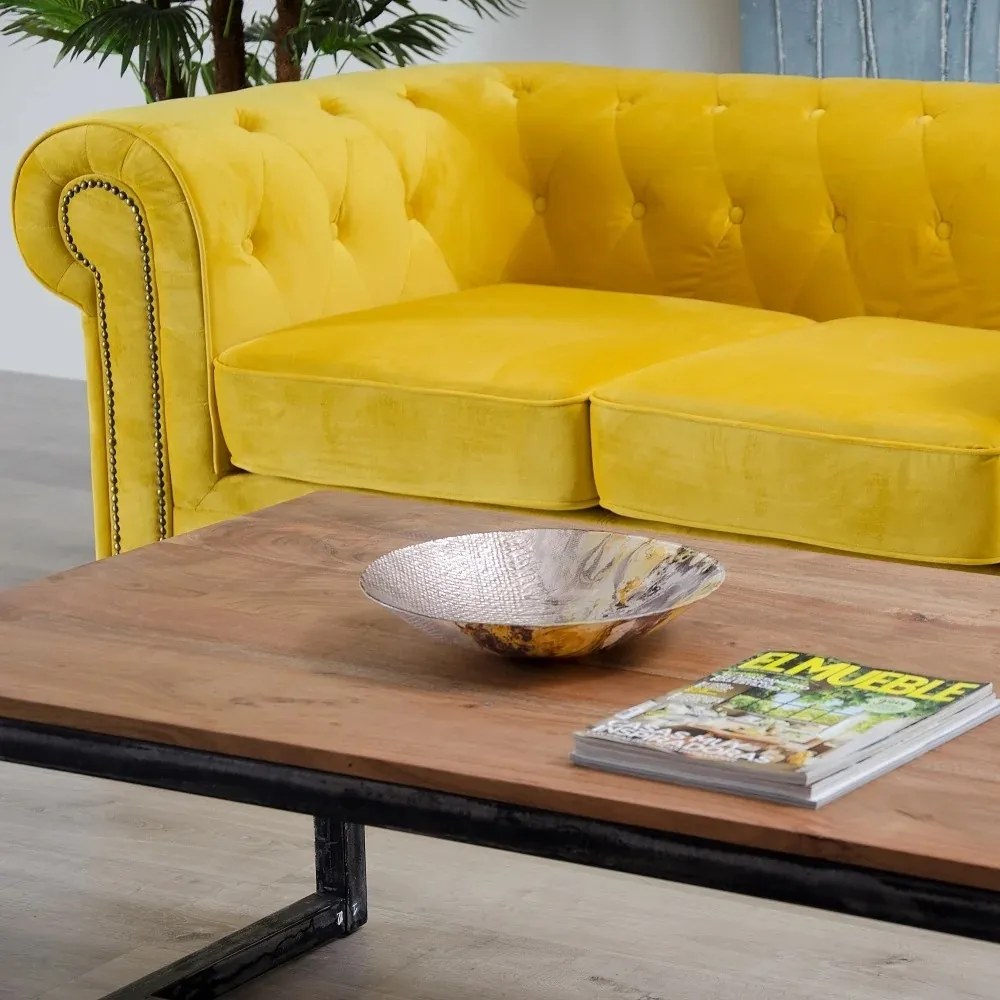 Platou decorativ din sticla Centro Galben-gri, 30cm SX-105309