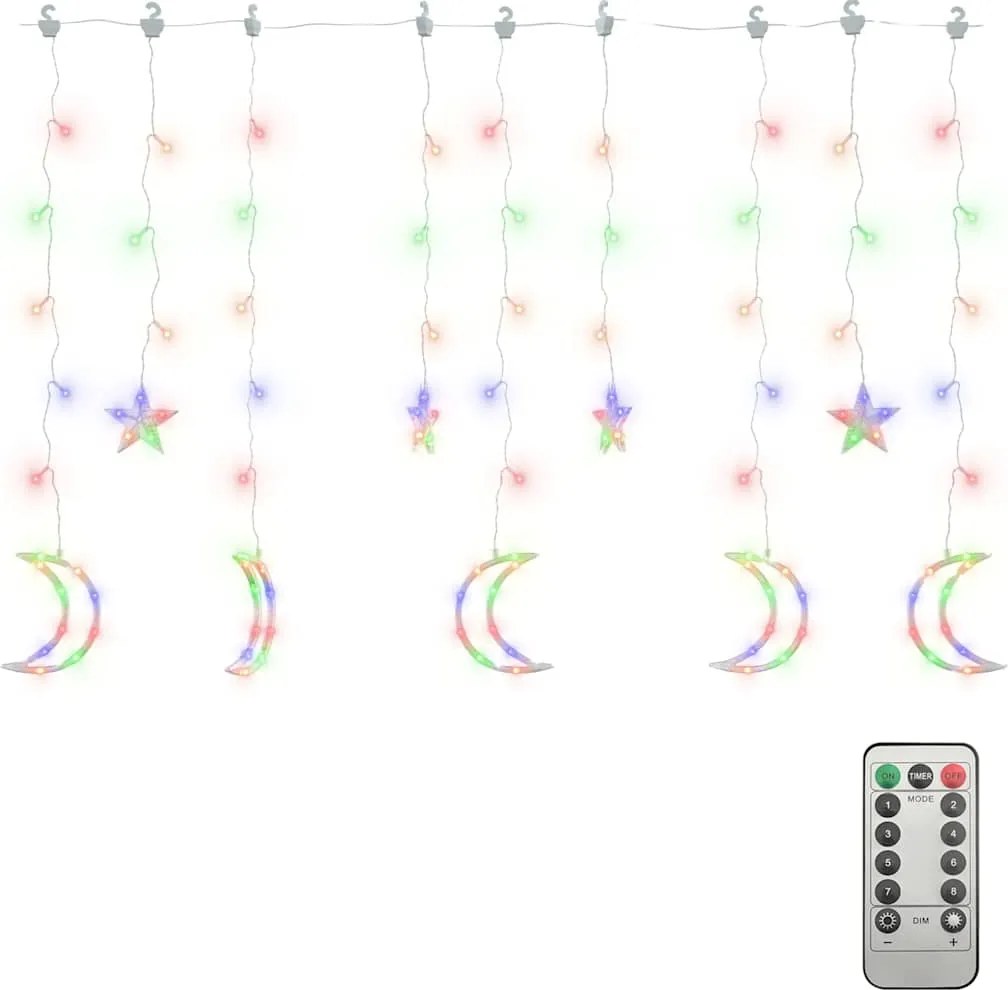 vidaXL Lumini lună și stele, 138 LED-uri, multicolor, cu telecomandă