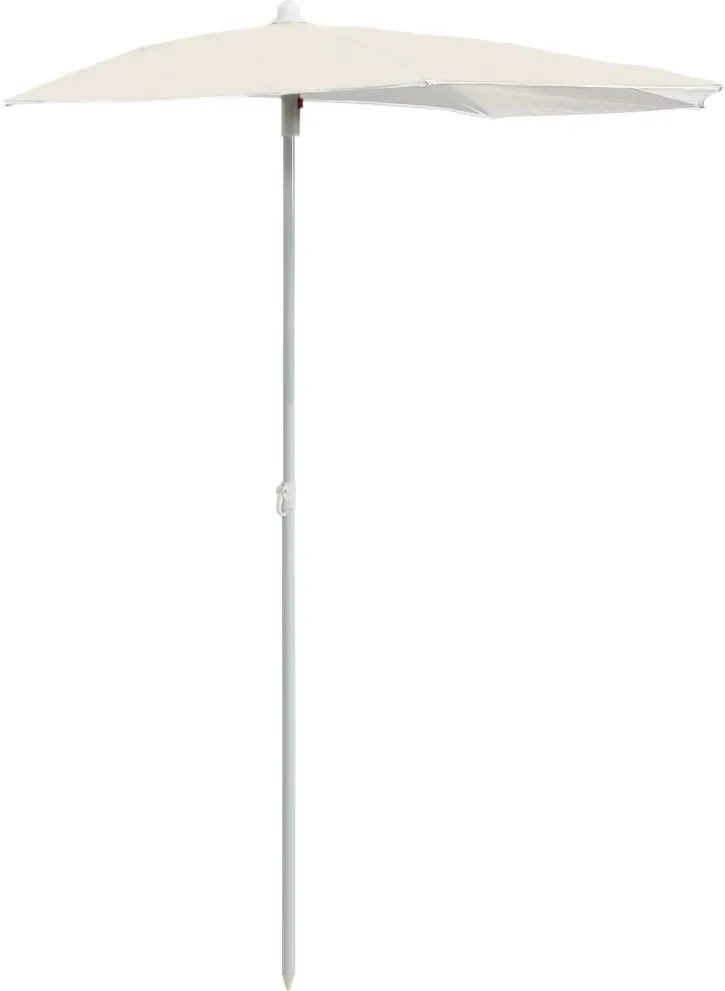 vidaXL Umbrelă de grădină cu stâlp, nisipiu, 180x90 cm, semirotundă